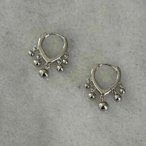 Sterling Silver Triangle Beaded Fringe Hoop Earrings 

Brand New